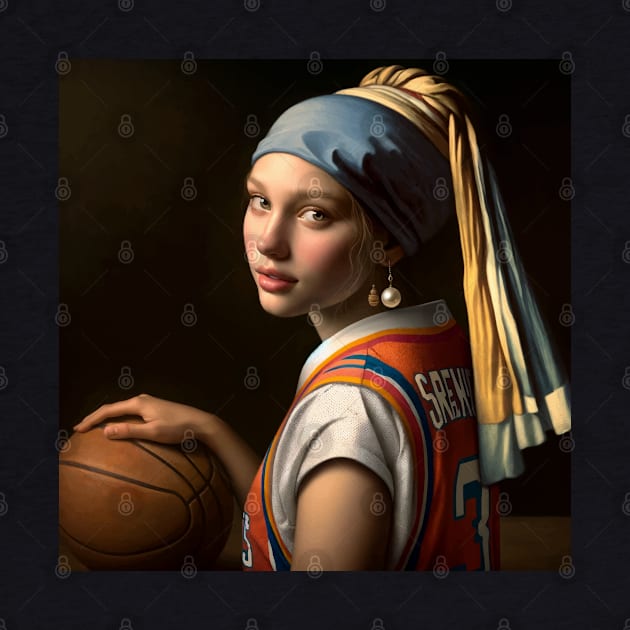 Court Elegance: Pearl Earring Girl's March Madness by Edd Paint Something